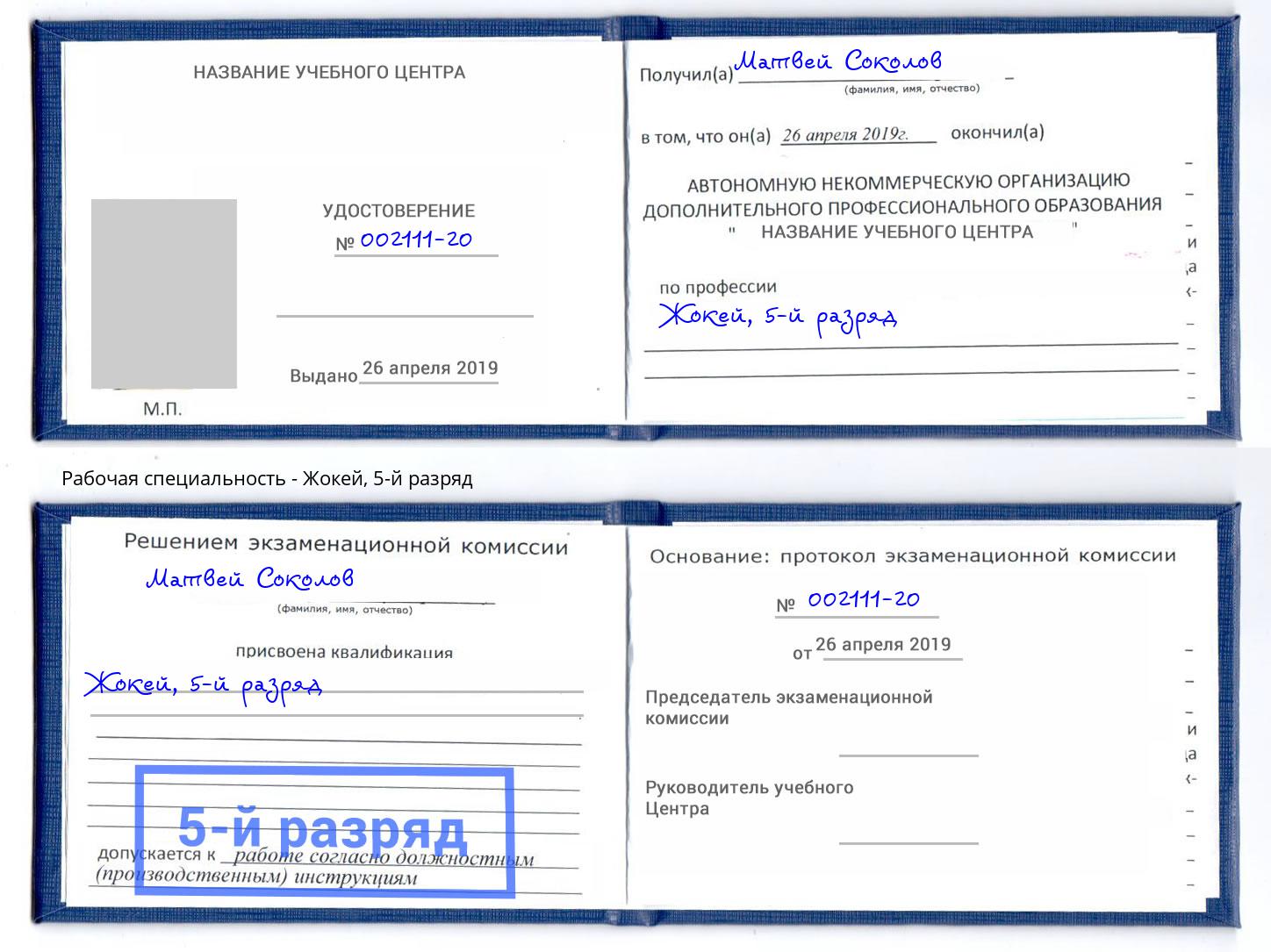 корочка 5-й разряд Жокей Кириши