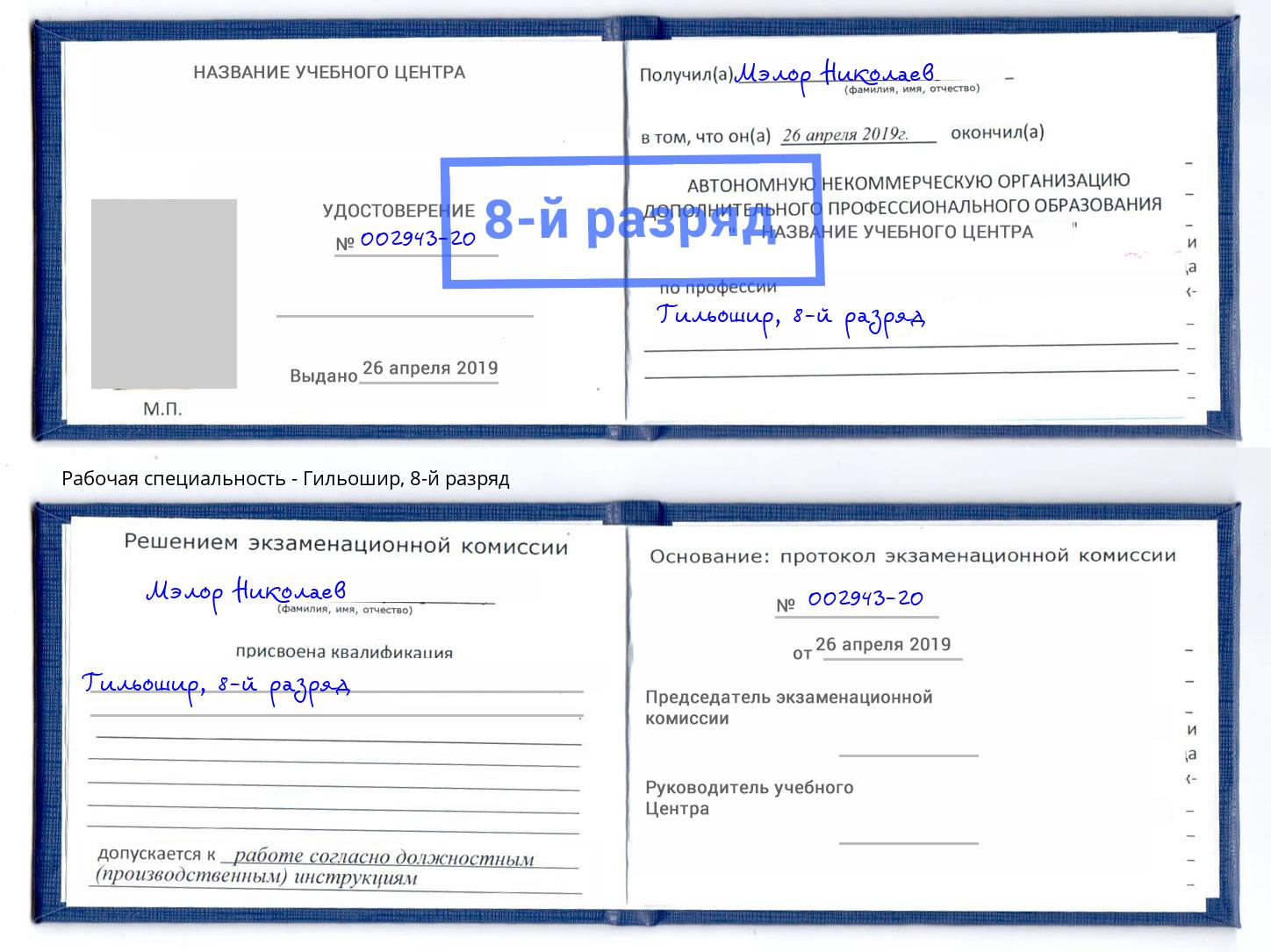 корочка 8-й разряд Гильошир Кириши